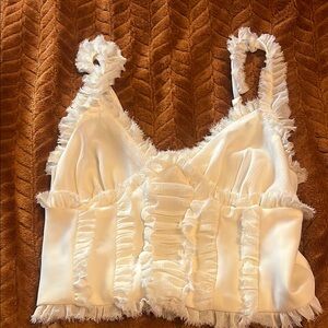 Elegant White Ruffled Tank Top